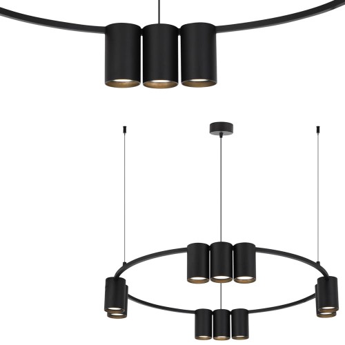 Lampa wisząca (koło) GENESIS BLACK 10xGU10 ML0373 Milagro