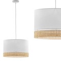 Lampa wisząca PAGLIA WHITE z białej tkaniny i rattanu o średnicy 38,5cm TK Lighting