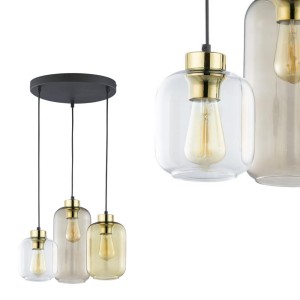 Lampa wisząca 3PŁ MARCO BROWN na okrągłej rozecie z trzema szklanymi kloszami TK Lighting