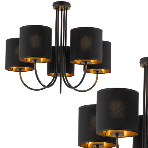 Lampa sufitowa TORENS 5 - punktowa Czarno złoty 4595 TK Lighting