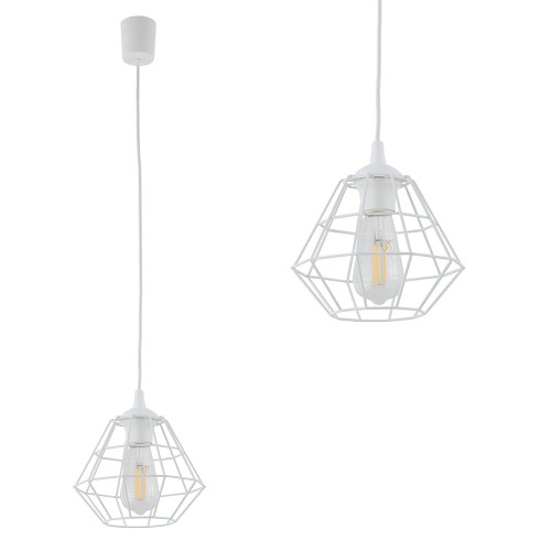 Lampa wisząca DIAMOND NEW WHITE biała z drucianym kloszem TK Lighting