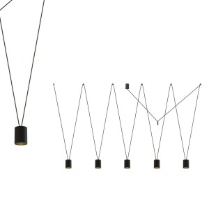 Lampa wisząca MORE TONE BLACK/GOLD V nowoczesna czarno-złota z 5 tubkami Nowodvorski