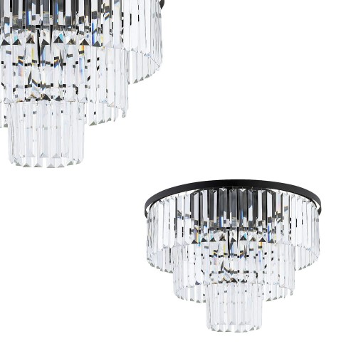 Plafon CRISTAL BLACK M o średnicy 56cm na czarnej obręczy z kryształkami Nowodvorski Lighting