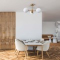 Lampa wisząca Roma 3 złota  białymi, szklanymi kloszami-kulami Light Prestige