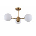 Lampa wisząca Roma 3 złota  białymi, szklanymi kloszami-kulami Light Prestige