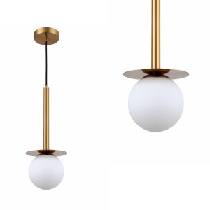 Lampa wisząca Roma 1 złota z białym, szklanym kloszem Light Prestige