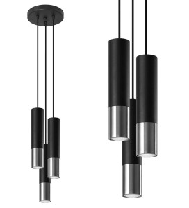 Lampa wisząca LOOPEZ 3P czarny/chrom SL.0943 SOLLUX