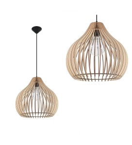 Lampa wisząca APRILLA z naturalnego drewna SOLLUX