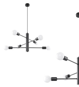 Żyrandol DUOMO 6 na czarnym stelażu z ramionami SOLLUX