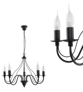 Żyrandol MINERWA 5 Czarny SL.0218 SOLLUX