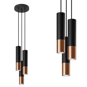 Lampa wisząca LOOPEZ 3P czarny/miedź SL.0949 SOLLUX