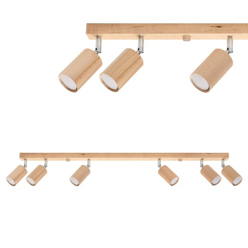 Lampa sufitowa BERG 6 naturalne drewno GU10 6x40W IP20 SL.1043 SOLLUX