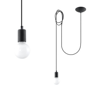 Lampa Wisząca EDISON 1 LONG Czarny SL.0369 SOLLUX