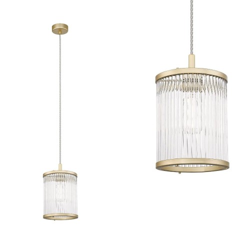 Lampa wisząca SERGIO ze złotymi elementami i szklanymi rurkami Zuma Line
