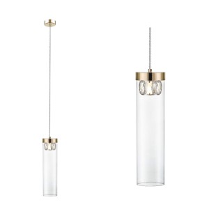 Lampa wisząca szklany klosz tuba do salonu GEM P0389-01D-F7AC Zuma Line