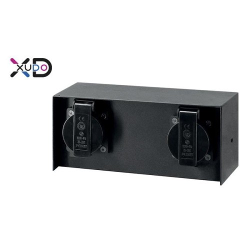 Gniazdo elewacyjne IP44 2x 230V Czarne XD-QA111B XUDO