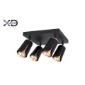 Kinkiet GU10 LED x4 czarny+złoty kwadrat XD-IK274B XUDO
