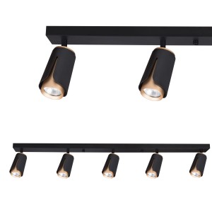Kinkiet GU10 LED x5 czarny+złoty XD-IK265B XUDO