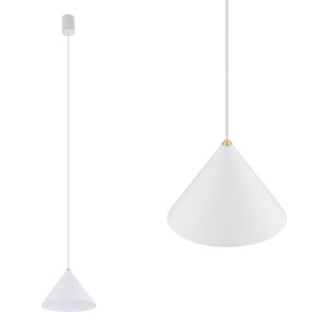 Lampa wisząca ZENITH S WHITE stożek z mosiężnym elementem dekoracyjnym Nowodvorski
