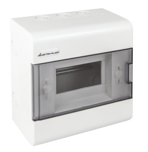 Rozdzielnia rozdzielnica natynkowa 6 modułów drzwi dymione tworzywo SRN-6