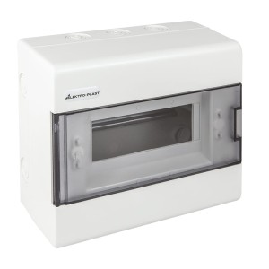 Rozdzielnia rozdzielnica natynkowa 8 modułów drzwi dymione tworzywo SRN-8