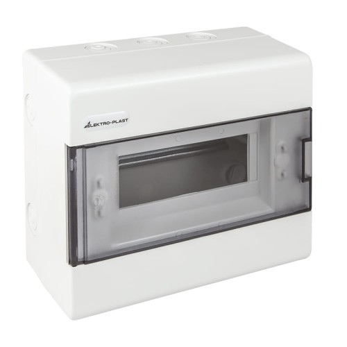 Rozdzielnia rozdzielnica natynkowa 8 modułów drzwi dymione tworzywo SRN-8