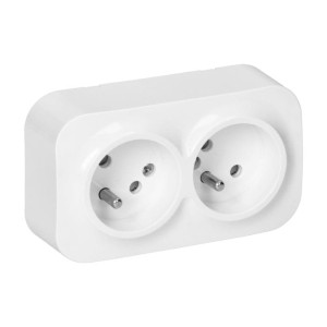 Gniazdo podwójne białe IP20 2x2P+Z Orno 16A/230VAC