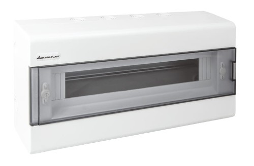 Rozdzielnia rozdzielnica natynkowa 18 modułów drzwi dymione tworzywo SRN-18