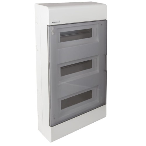 Rozdzielnia rozdzielnica natynkowa 36 modułów drzwi dymione tworzywo SRN-36