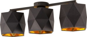Lampa sufitowa SIRO BLACK z 3 czarno-złotymi kloszami o geometrycznej strukturze TK Lighting