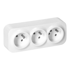 Gniazdo potrójne białe 2P+Z IP20, 16A, 230V AC Orno