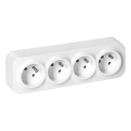 Gniazdo poczwórne białe natynkowe 2P+Z IP20, 16A, 230V AC Orno