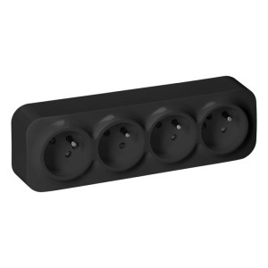 Gniazdo poczwórne czarne natynkowe 2P+Z IP20, 16A, 230V AC Orno