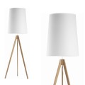 Lampa podłogowa WALZ WHITE na drewnianym trójnogu z białym abażurem TK Lighting