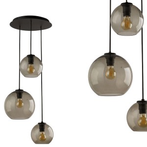 Lampa wisząca VETRO III trzy szklane, dymione klosze na okrągłej rozecie Nowodvorski