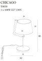 Maxlight Chicago T0030 Lampa Stołowa Chrom/Biały Abażur
