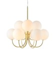 Lampa wisząca BIANCO 9L z białymi kulami na złotymi stelażu Markslojd