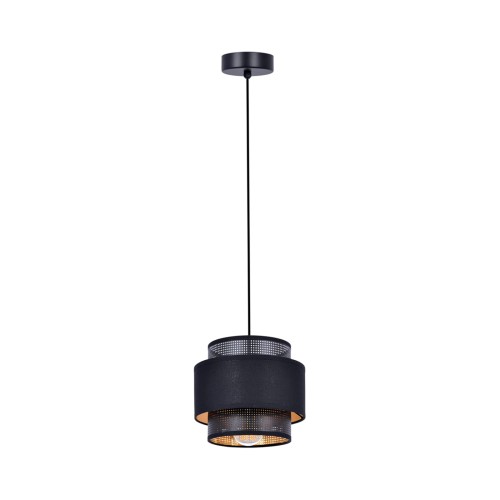 Lampa wisząca klasyczna AMOS z czarno-złotym abażurem K-5280 Kaja Lighting