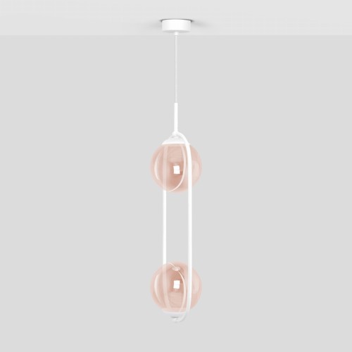 Lampa wisząca biało-bursztynowa z dwoma kloszami z serii ARLENA K-5305 Kaja Lighting