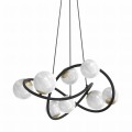 Lampa wisząca NISYRO złoto czarna, źródło z ośmioma alabastrowymi szklanymi kloszami na G9 - MD4922-8-EBGN Zuma Line