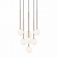 Lampa wisząca ARCTURUS białe szklane kule, złote zwisy 7*G9 - P0574-07F-F7AA Zuma Line