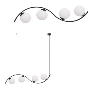 Lampa wisząca Wave czarny/białe szkło 5014 Zuma Line