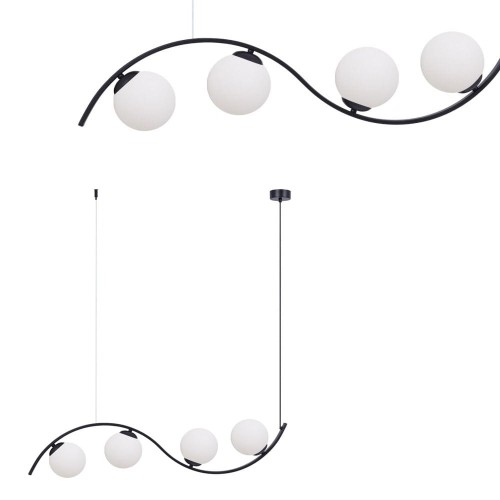 Lampa wisząca Wave czarny/białe szkło 5014 Zuma Line
