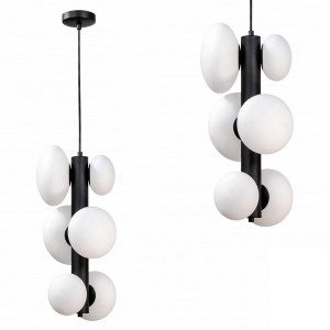 Lampa wisząca OMI czarna, 6-punktowa, szklane klosze - 1194 Zuma Line
