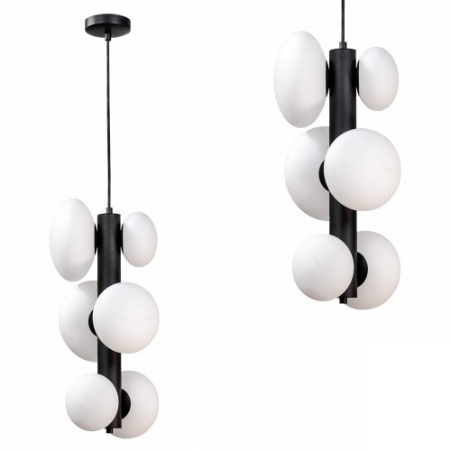 Lampa wisząca OMI czarna, 6-punktowa, szklane klosze - 1194 Zuma Line