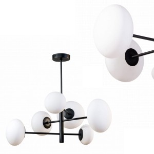 Efektowna lampa wisząca do jadalni OMI kolor Czarny, ramiona z szklanymi kloszami - 1196 Zuma Line