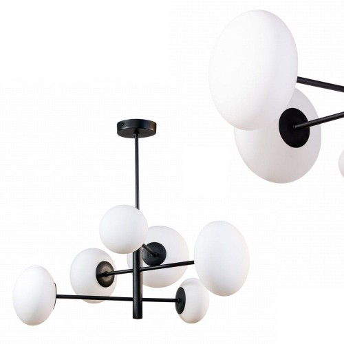 Efektowna lampa wisząca do jadalni OMI kolor Czarny, ramiona z szklanymi kloszami - 1196 Zuma Line