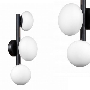 Kinkiet ścienny OMI czarny, 3*G9, mleczne szklane klosze - 1178 Zuma Line