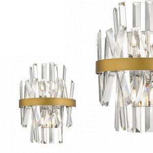 Kinkiet z eleganckimi kryształkami do salonu CONSTANTINOPLE ze złotymi dodatkami - W0567-02D-B57G Zuma Line