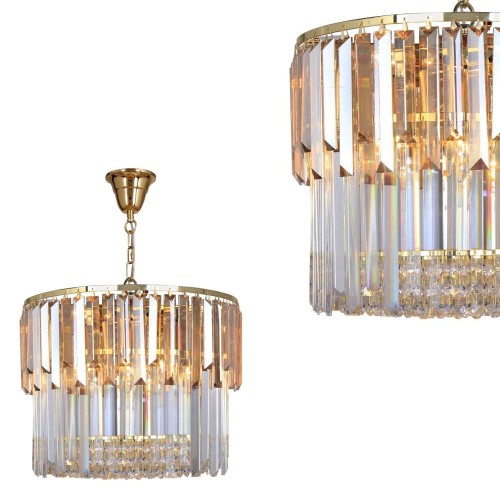 Lampa wisząca Camille złoty/jasny+bursztynowy 19101/8 Zuma Line